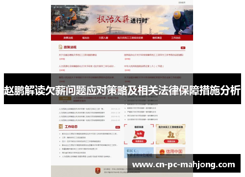 赵鹏解读欠薪问题应对策略及相关法律保障措施分析